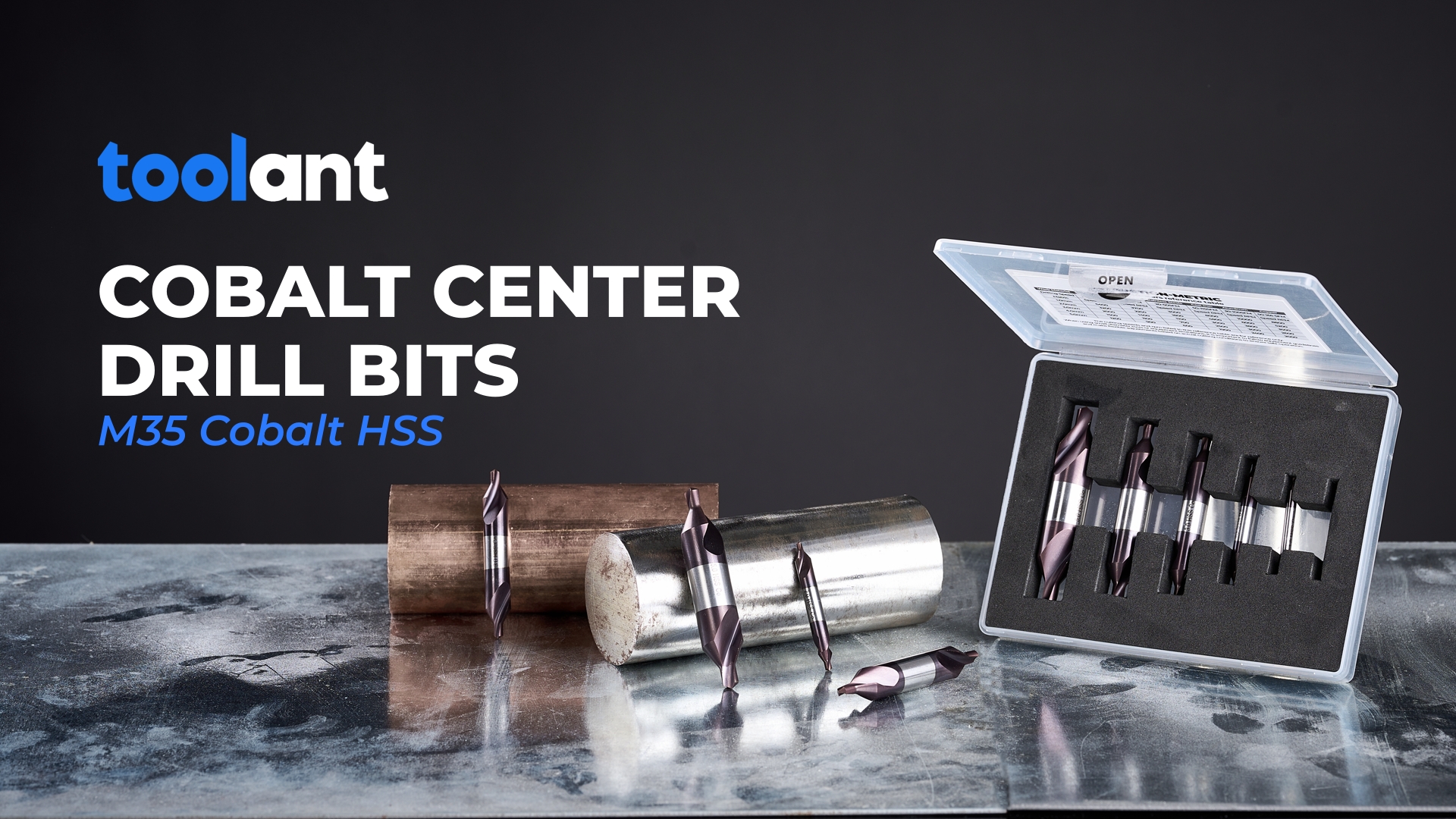 Image of toolant Center Drill Bit, TiAlN Coated Cobalt M35 HSS Centering Drill Bit for Stainless Steel, Carbon Steel, Alloy Steel, Cast Iron, Copper, Other Hard Metals, #2, SAE 5 /64 inch (1pc)