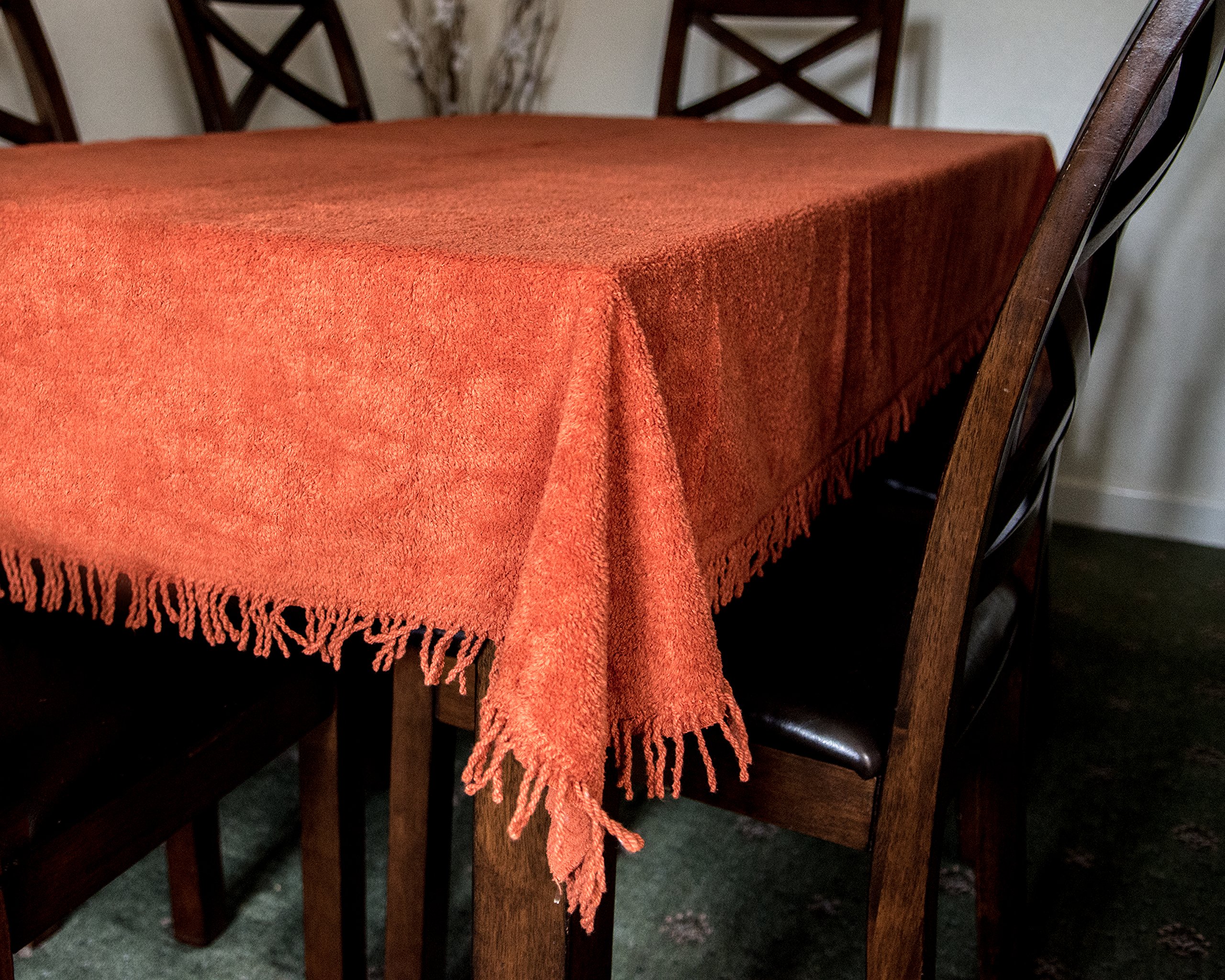 Snugglemore Russet 100% Pure Cotton Chenille Table Covers Tablecloth Non Iron (132Cm X 183Cm, )