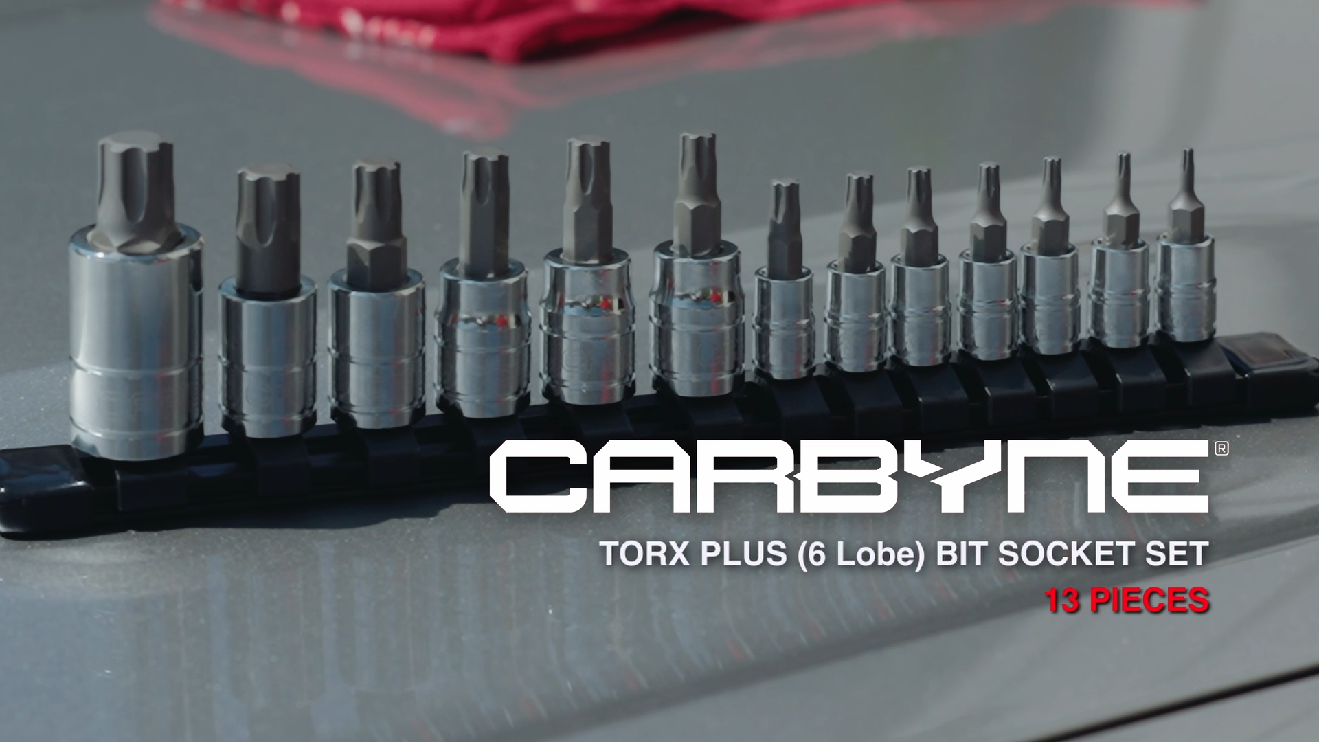 CARBYNE 13-Piece Torx Plus Bit Socket Set, 6 Lobe, TP-8/IP-8 to TP