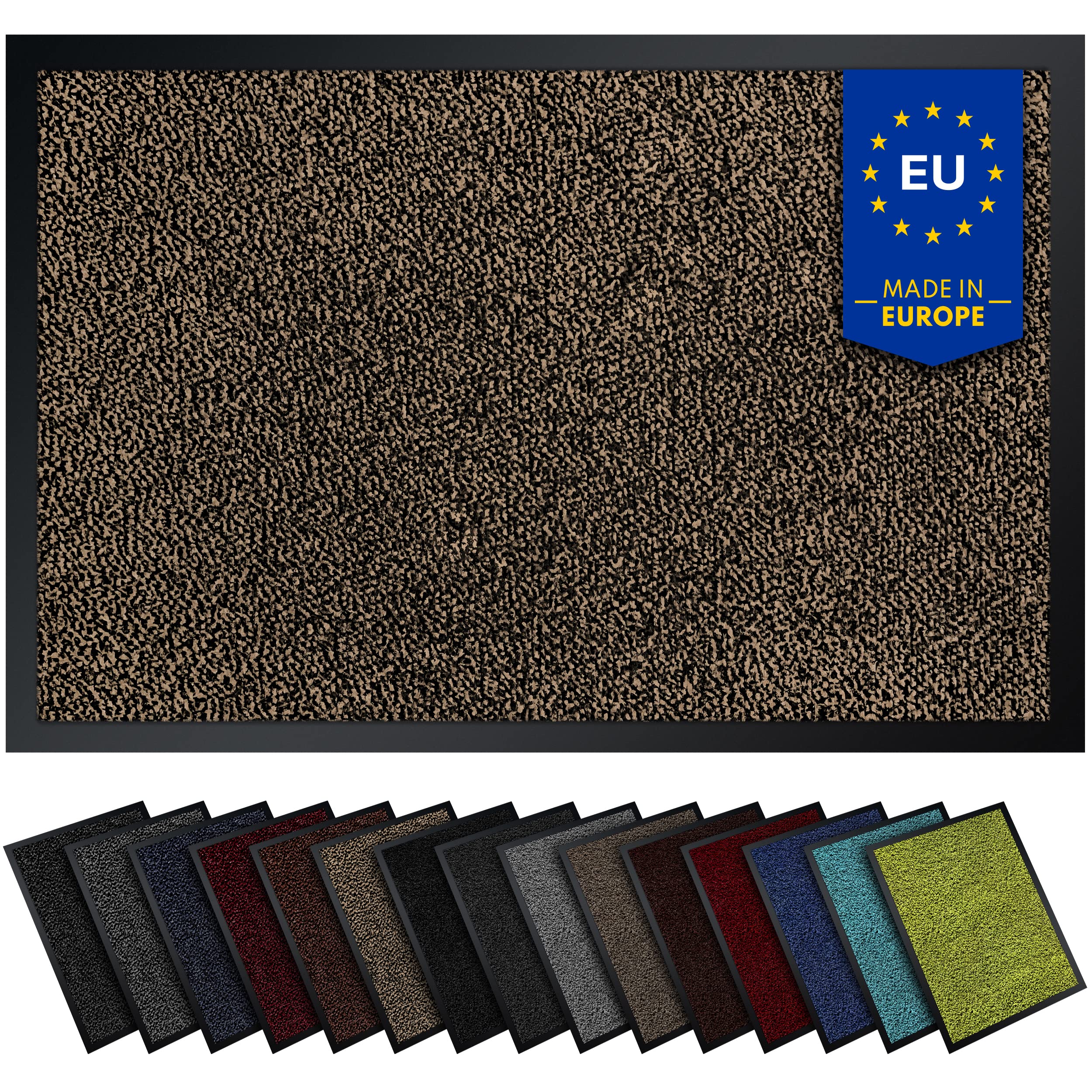 Gentle North Hochwertige Fußmatte beige-schwarz 90x120 groß für Innen & Außen - Schmutzfangmatte rutschfest, waschbar & wetterfest - Fussmatte für Eingangsbereich & Aussenbereich - Läufer Flur dünn