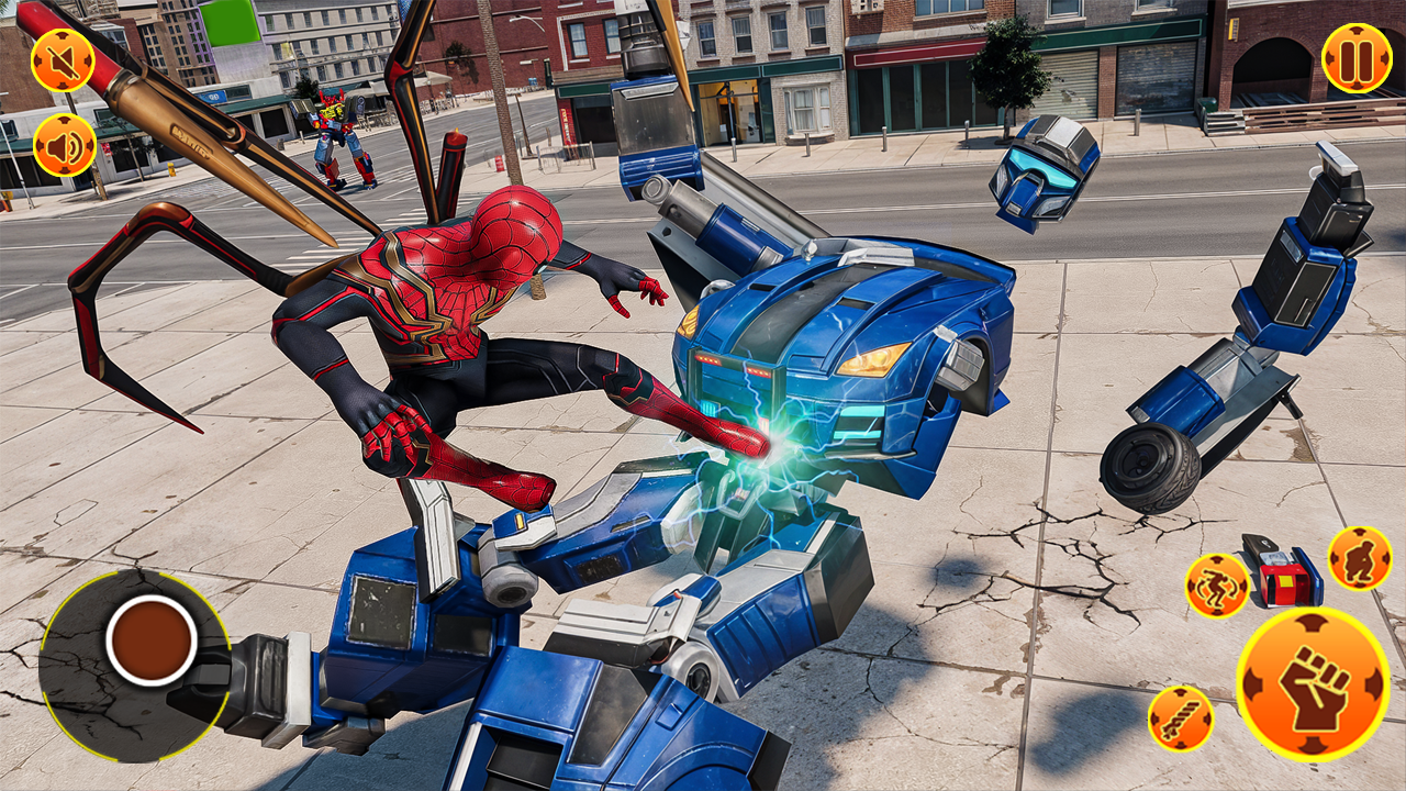 Spider Rope Hero Flying Fighter Vs US Open World Robot Car Transformers