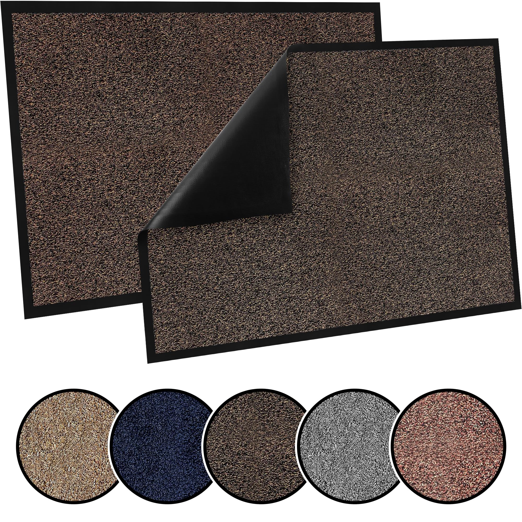 TrendMakers Door Mat Indoor & Outdoor Non-Slip Rubber Backed door mats indoor Super Absorbent Washable Dirt Trapper doormats - Durable & wrinkle-free Barrier Rug (BROWN Cotton Fibers- 40 x 60) — image 1