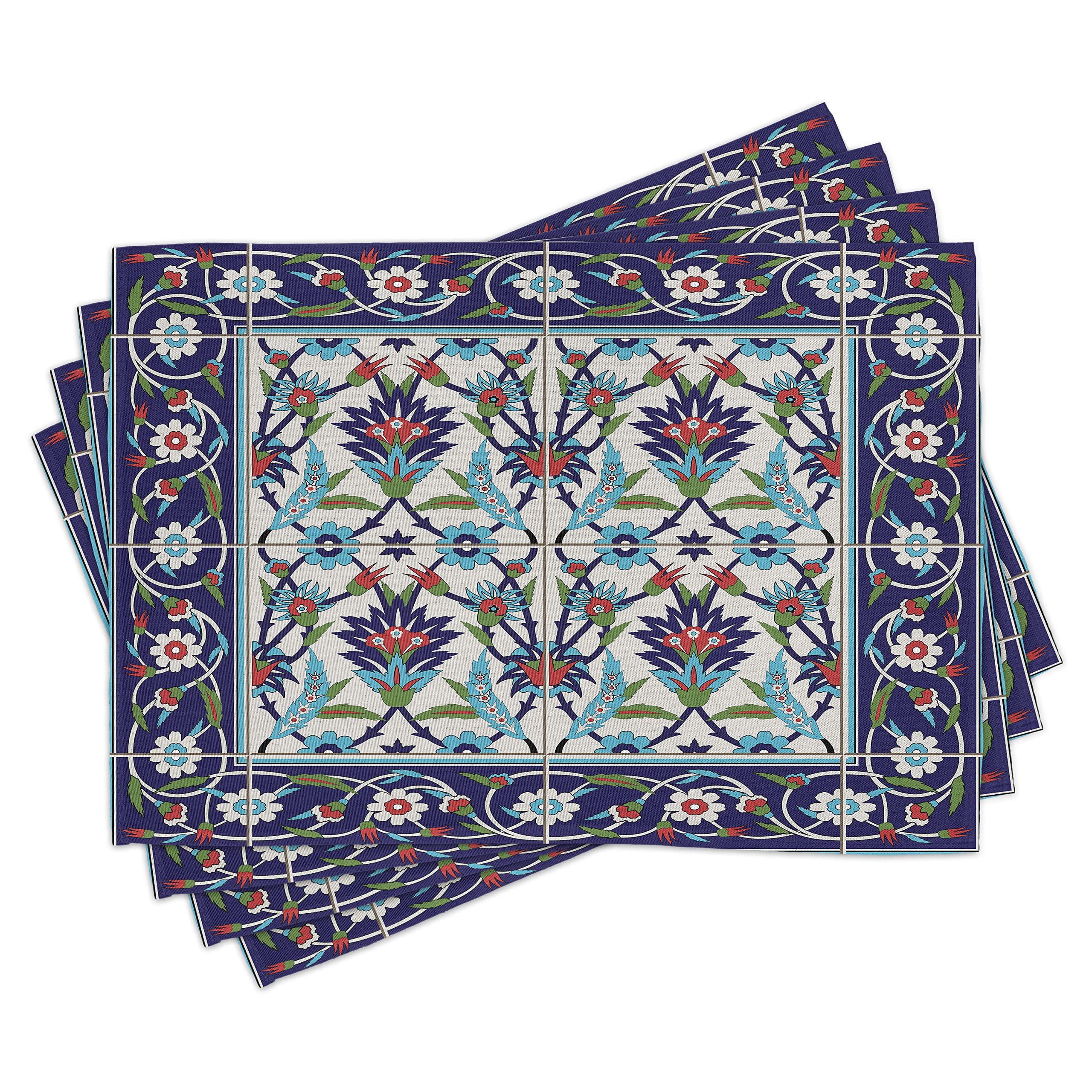 Set Di 4 Tovagliette Americane ABAKUHAUS Con Tulipani – Tessuto Impermeabile E Lavabile, 45x30 Cm – Perfette Per Pranzi E Cene Colorate