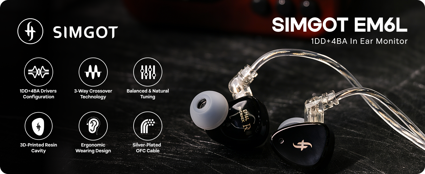 Amazon.com: Linsoul SIMGOT EM6L 1DD + 4BA Hybrid Driver in