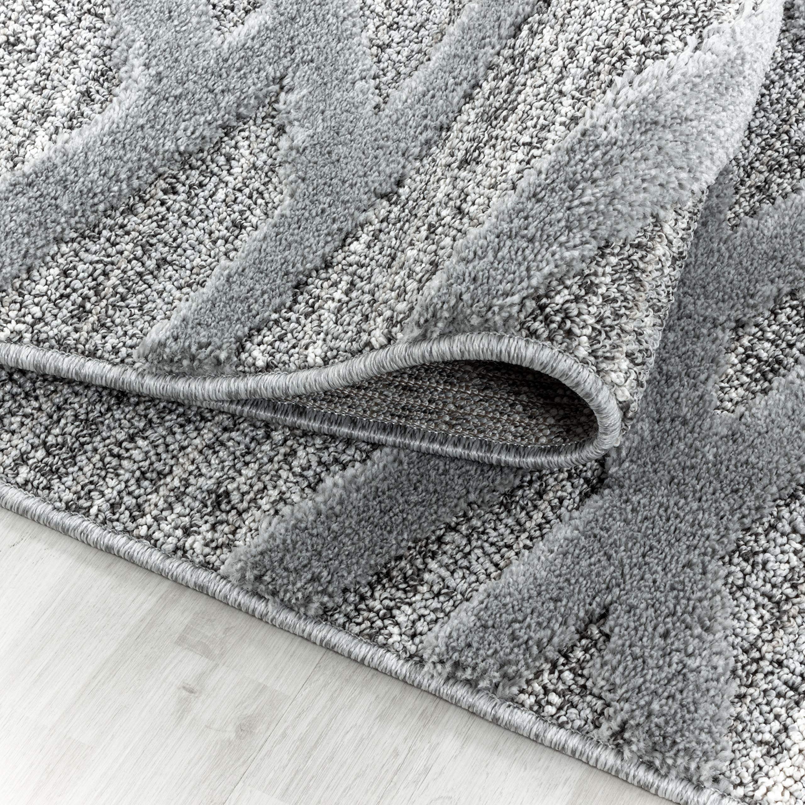 Carpettex Hochflor Teppich Wohnzimmer 3D Optik Hoch-Tief Effekt Boho-Design Groß Teppich Grau 240 x 340 cm - Flauschiger Teppich Schlafzimmer Skandinavische Stil Soft Teppich Esszimmer Küchenteppich