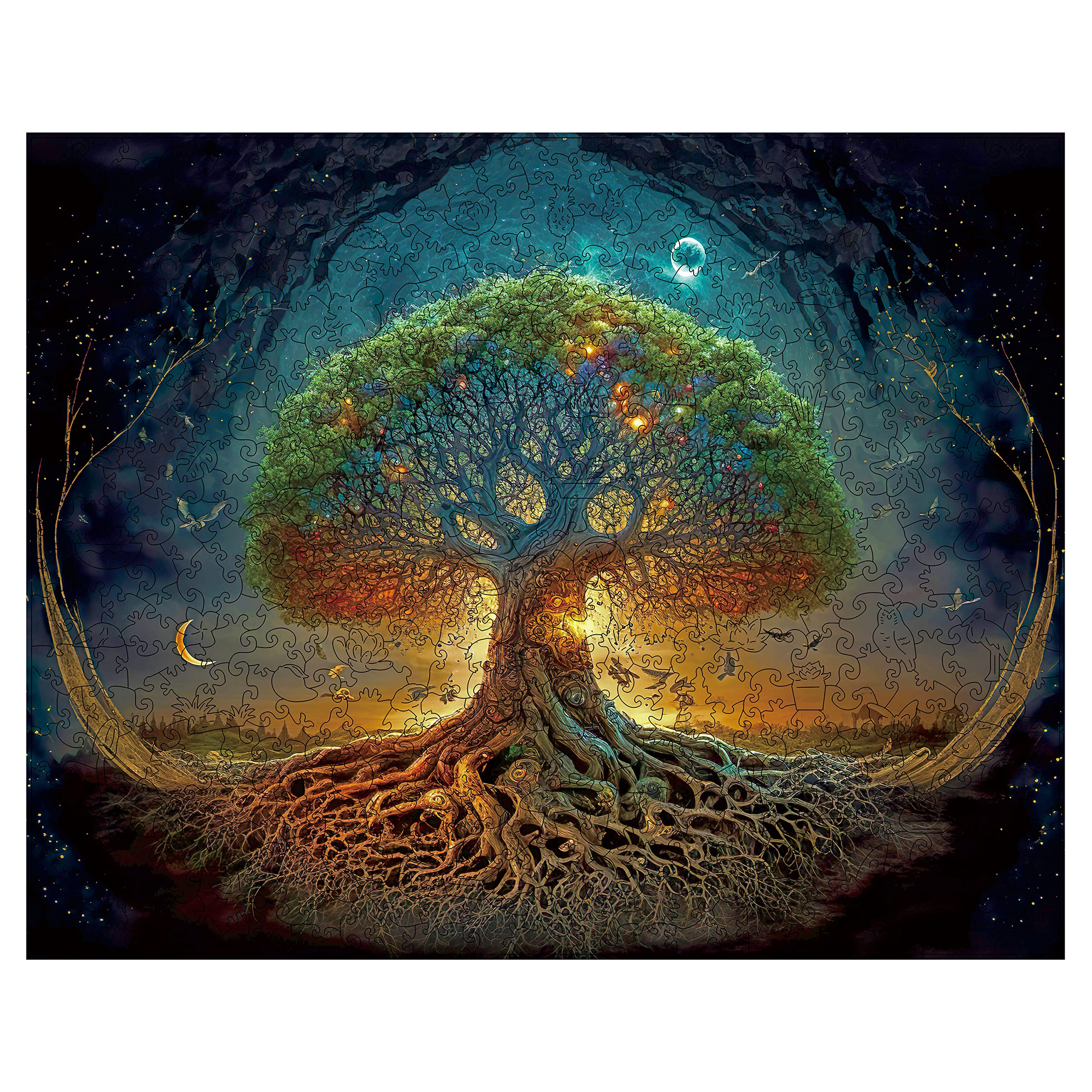 Wooden Puzzles for Adults Tree of Life 200 Piece Puzzles for Adults, Medium Size 8.9'' x 12.6'' Luxurious Unique Shape Puzzles Beautiful Package Best Gift for Family Friends