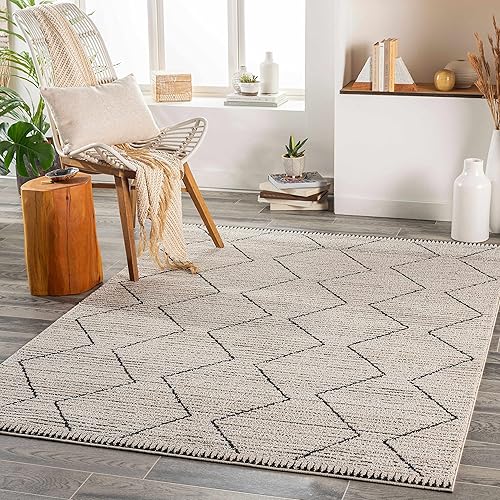 Miniatura 6 de Hauteloom Casablanca Collection - Alfombra para sala de estar y dormitorio, acogedora alfombra marroquí de granja, color negro, marrón, beige, 5