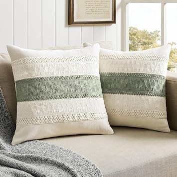ZeeMart 2 Pack Boho Throw Pillow Covers, Contrast Green 18x18in