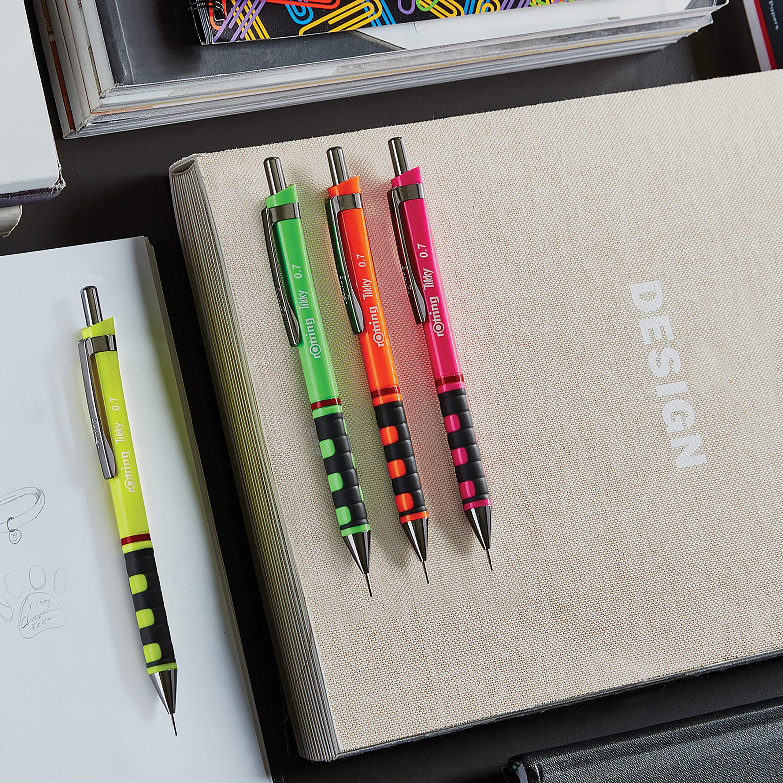 Rotring Tikky II Lot de 12 Portemine Calibré 0,35 mm Noir