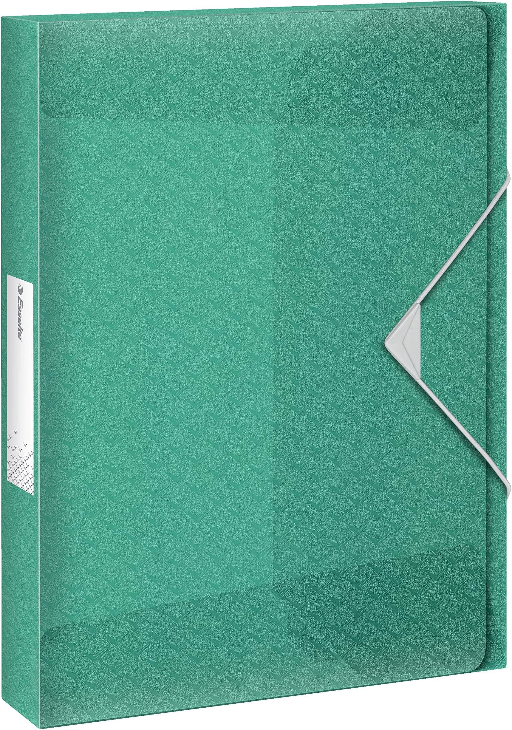 Esselte A4 Box File, Holds 200 Sheets, 25mm Spine, Translucent Document Storage Organiser Folder, Home/Office, Embossed Pattern, Colour'Breeze Range, Green, 626260