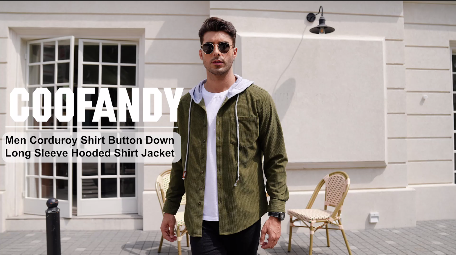 COOFANDY Men's Corduroy Jacket Long Sleeve Regular Fit Button Down