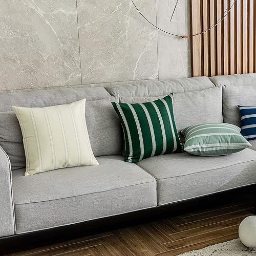 Miniatura 2 de Home Brilliant - Juego de 2 fundas decorativas de cojín, de encaje a rayas y mezcla de algodón