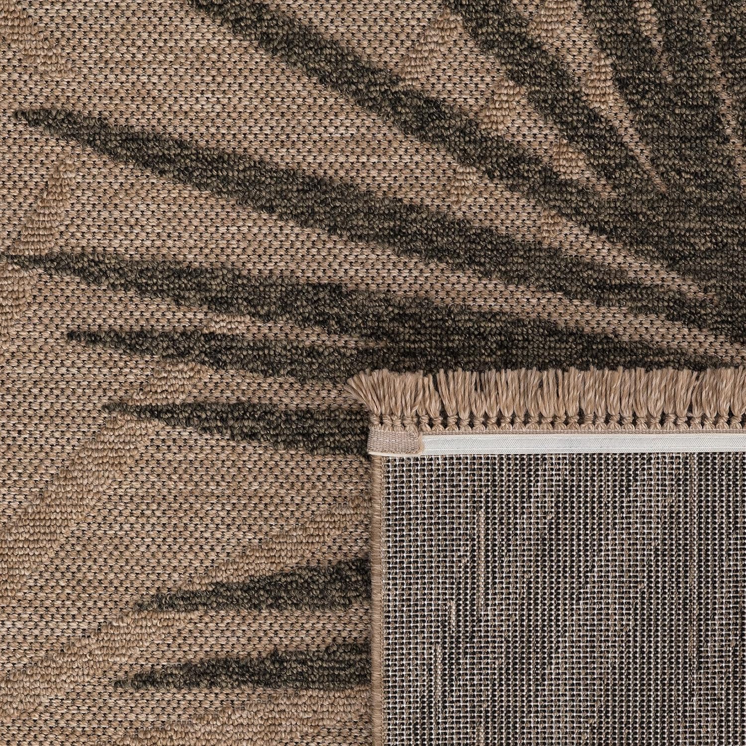 Paco Home in- & Outdoor Rug Natural Look with Tropical High Low Leaf Design in Beige, Size: 6'7" x 9'2"