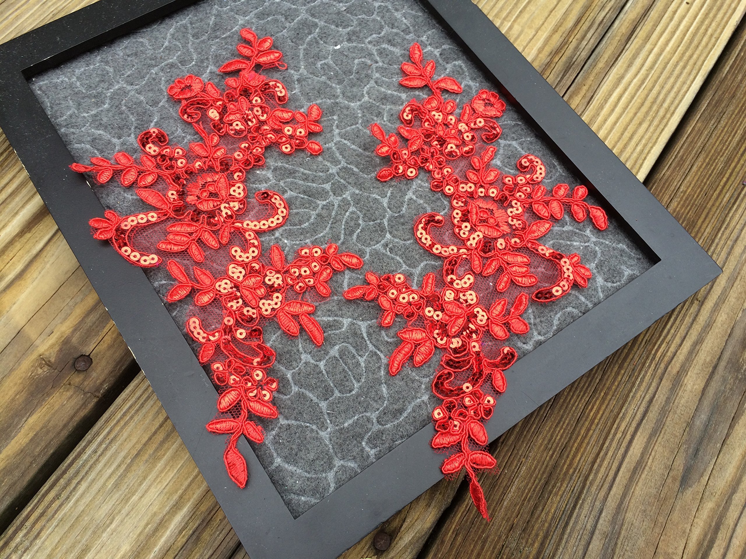Amazon.com: A115 Two Pairs Red Color Lace Appliques,Wedding