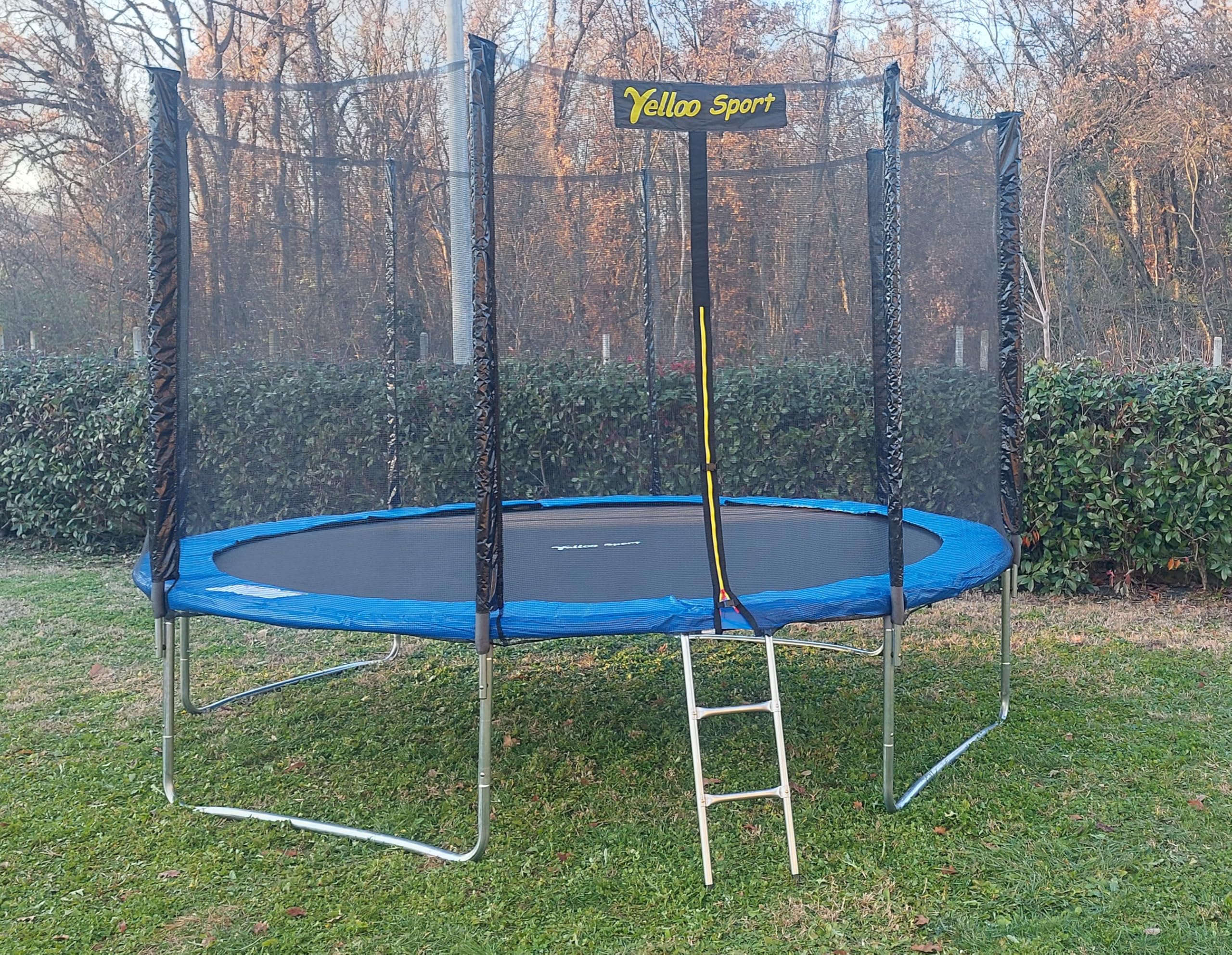 Yelloosport Trampolino Elastico Diametro 305 cm Blu Trampolino Elastico da Giardino Trampolino Elastico Bambino Certificato CE TUV GS Tappeto da Giardino per Bambini e Adulti