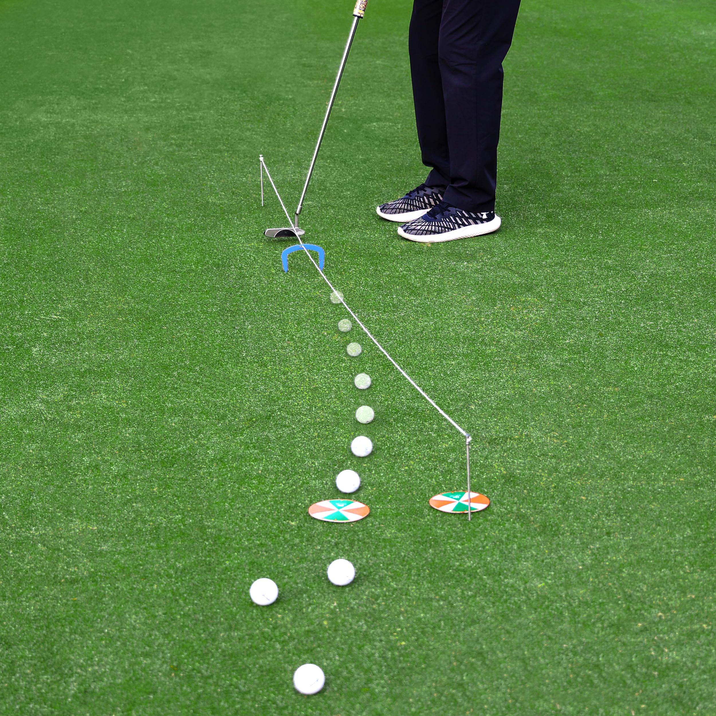 Golf Training Aids OLE ANDIGO 2 PCS Golf Target Holes, 2 PCS Golf Putting Gates and 1 PCS Golf Putting String Line,Golf Putting Alignment Tool,Effective Putt Training and Putting Drills