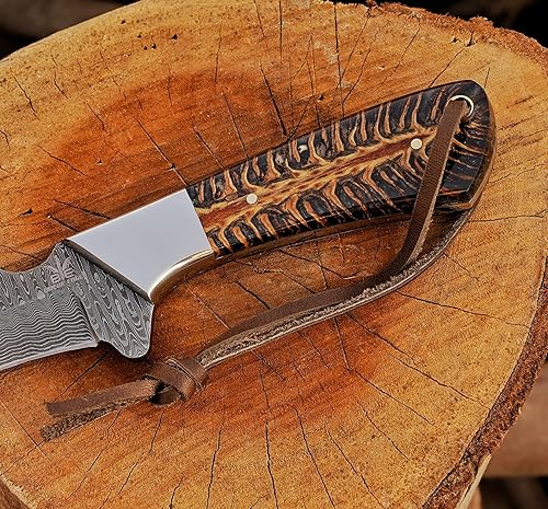 Miniatura 50 de Cuchillo de acero hecho a mano con funda de cuero, cuchillo utilitario resistente, cuchillo de electricista para desollar alambre para profesional