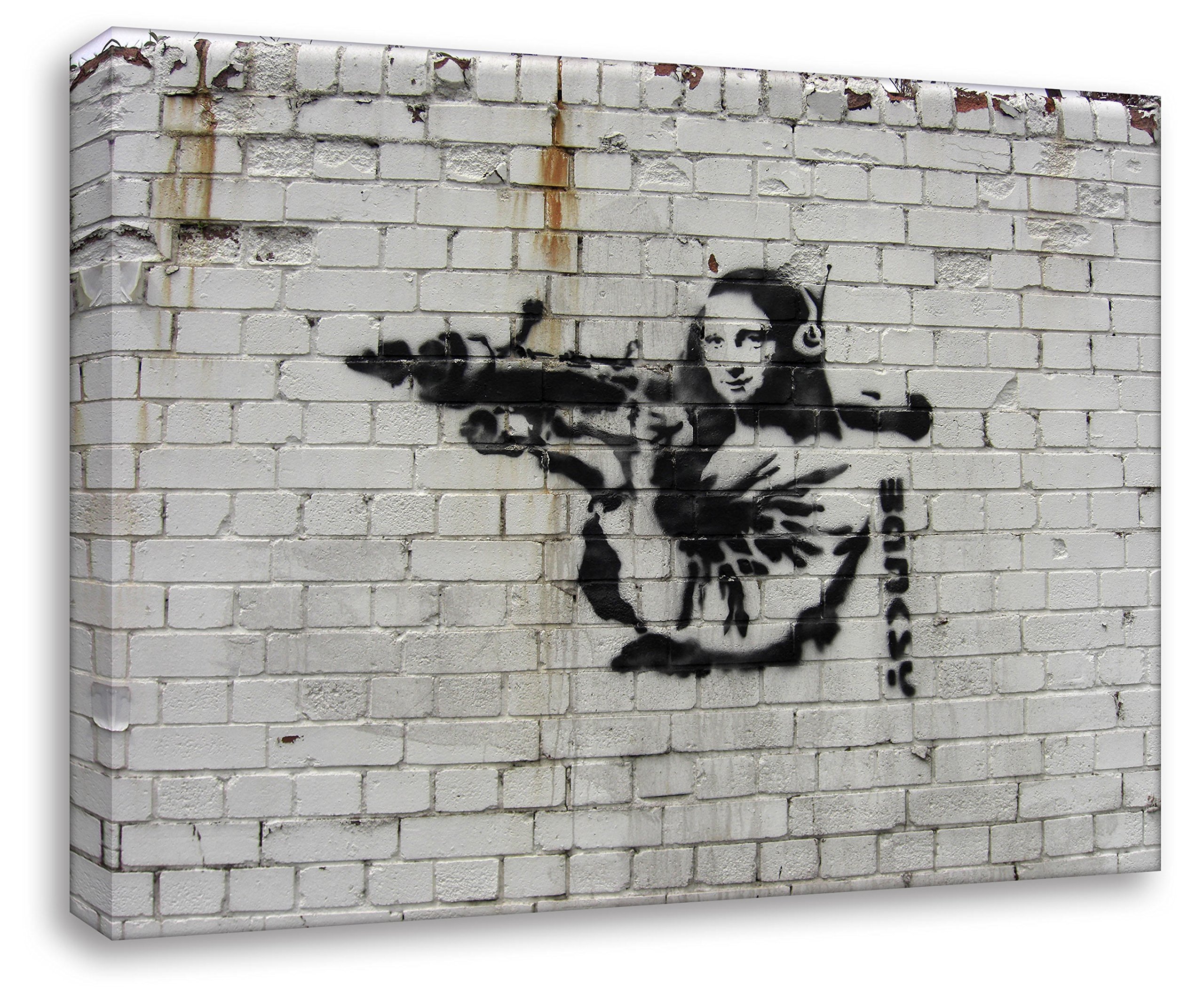 Mona Lisa Shoot - Imagen de hermana artificial imagen de arte de Banksy Art en lienzo, cuadro de pared, imagen de habitación de cocina, imagen de lounge, lona, 70 x 100 cm