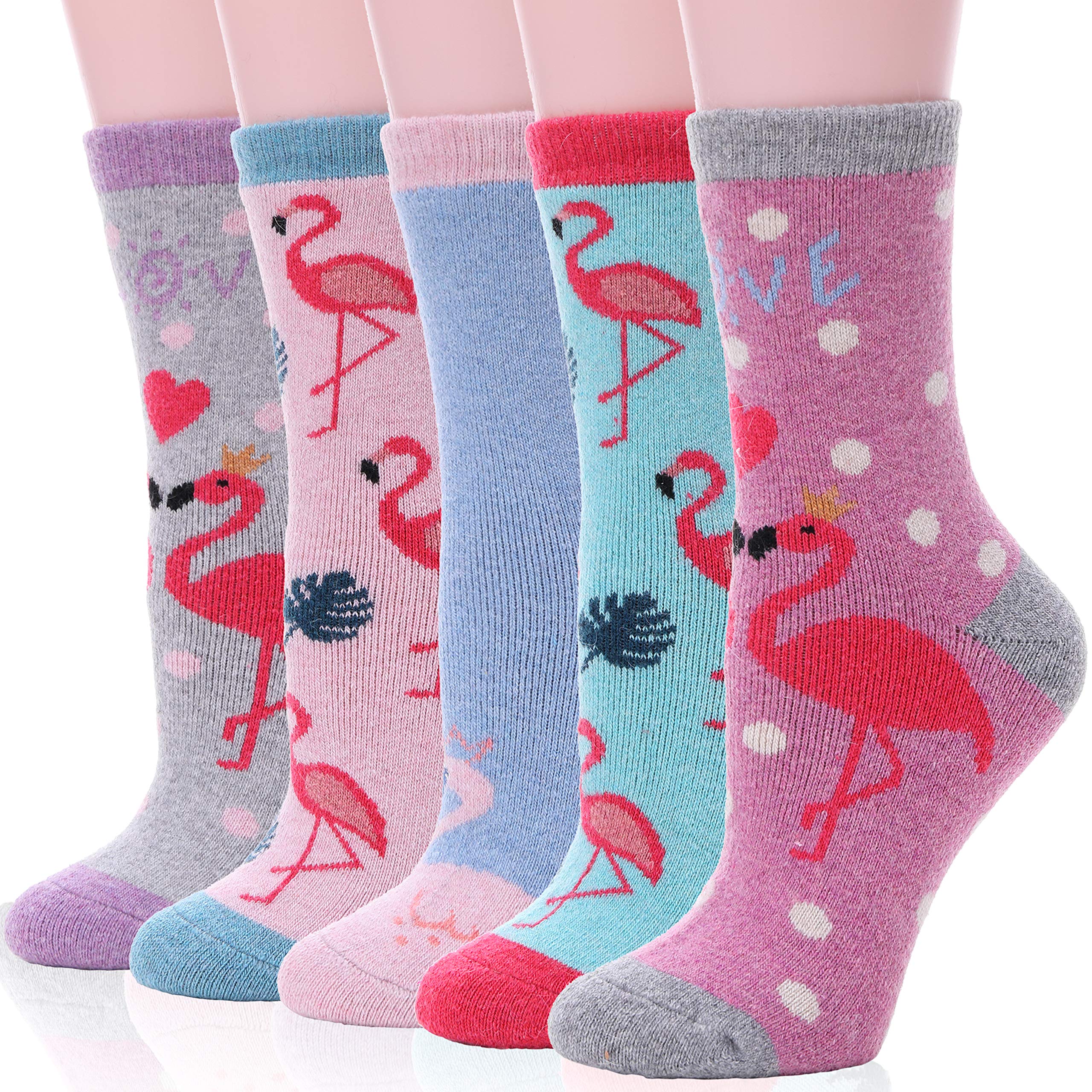 EBMORE Merino Wool Socks for Women Hiking Thermal Warm Winter Thick Boot Cozy Crew Comfy Work Socks for Ladies 5 Pairs