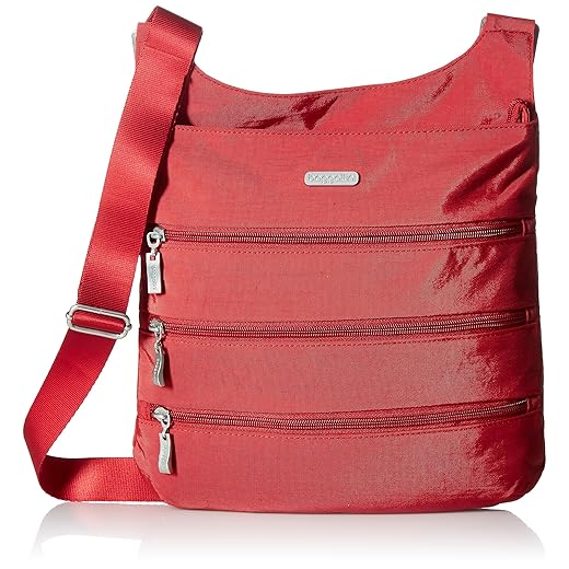 Baggallini unisex adult Big Zipper Travel Crossbody cross body handbags, Red, One Size US