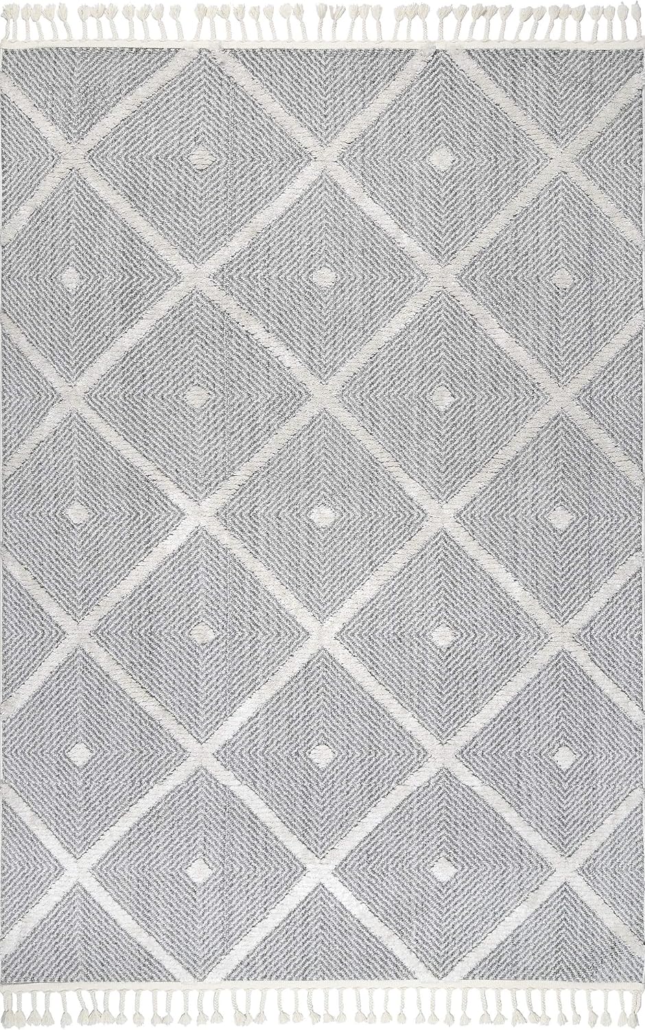 nuLOOM Deyton Diamond Runner Rug, 2' 6" x 6', Grey