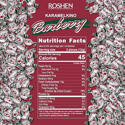Miniatura 2 de Roshen Caramelo duro, sabor a agracejo Karamelkino, envueltos individualmente, a granel de 2.2 libras (2.2 lbs), aproximadamente 166 piezas  Dulces