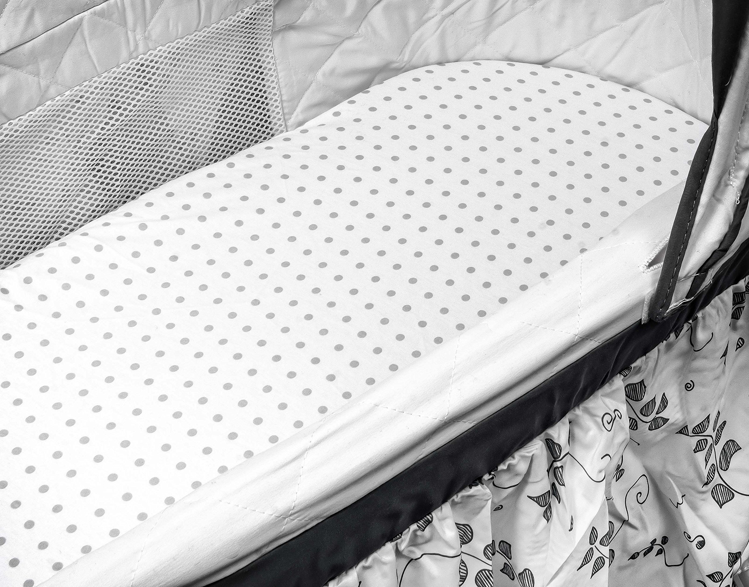 Ely de & Co Parure de lit Berceau Lot de 2 100% coton jersey pour bébé fille – Gris Chevron et pois