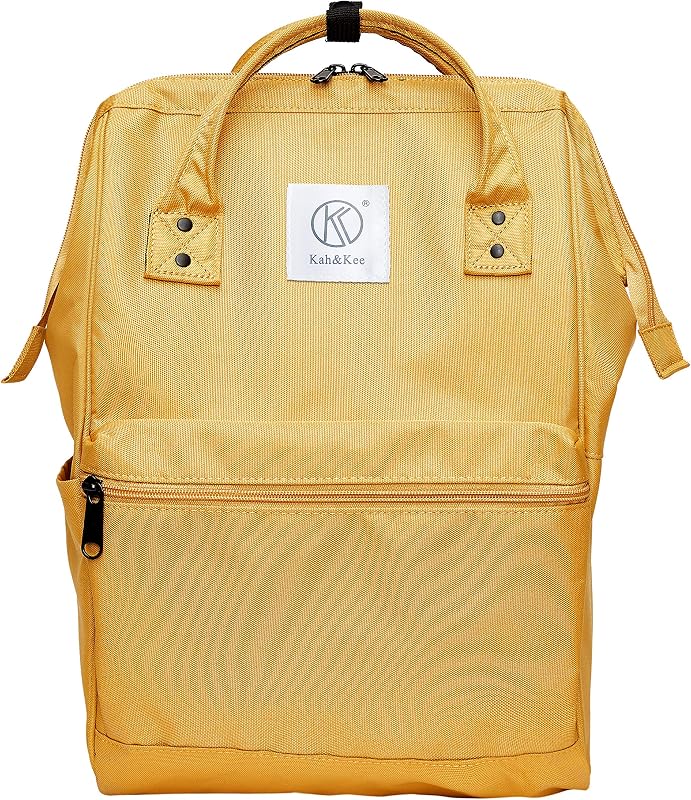Kah&Kee Mochila de viaje de poliéster, portátil escolar antirrobo funcional para mujeres y hombres (amarillo, mediano)