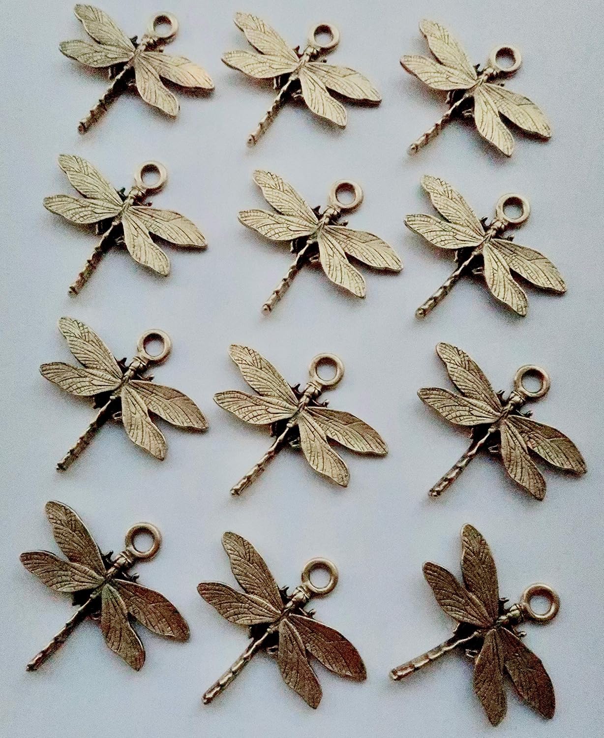 12 Dragonfly Shower Curtain Hook - Antique Gold Finish with Set of Chrome Roller Shower Curtain Hooks
