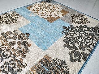 BuyElegant® - Alfombras Antideslizantes con diseño de Arte Moderno, Hechas con 100% poliéster y látex, ecológicas, Lavables, poliéster, Blue Decor, 120 cms x 80 cms