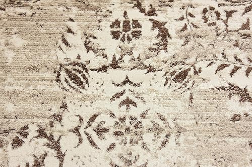 Miniatura 6 de Unique Loom Rushmore Collection - Alfombra tradicional blanca tono sobre tono marrón chocolate (4 pies x 6 pies)