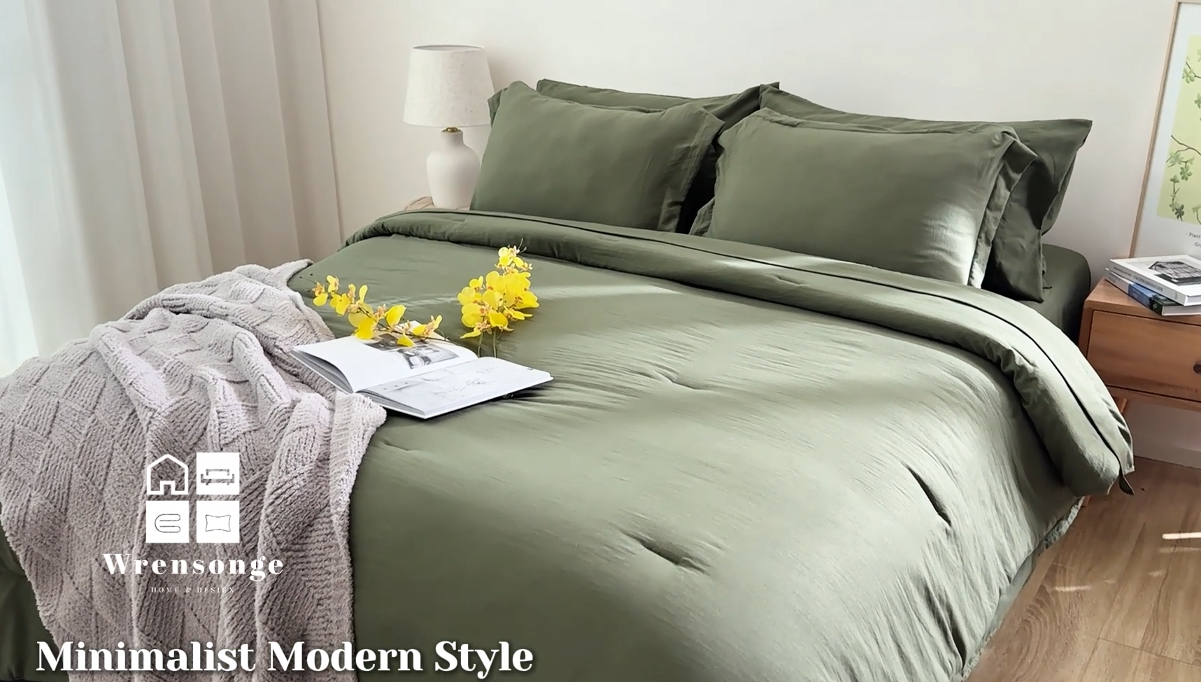 Amazon.com: WRENSONGE King Size Comforter Set- 7 Pieces Soft Sage