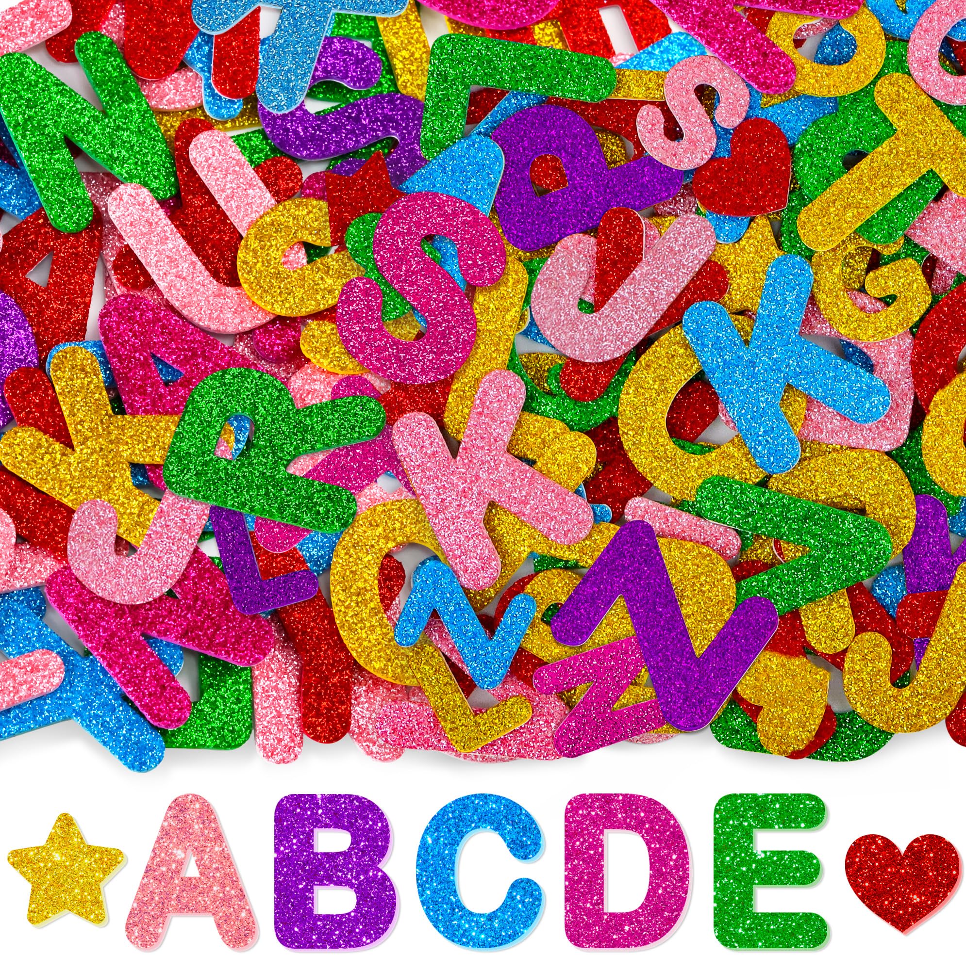448PCS Letter Stickers Glitter Sticker Foam Sticker Self Adhesive A-Z Alphabet Stickers for Children Kids, Stick On Letters for Scrapbooking DIY Craft Supplies Party Decorations (Colorful-1)