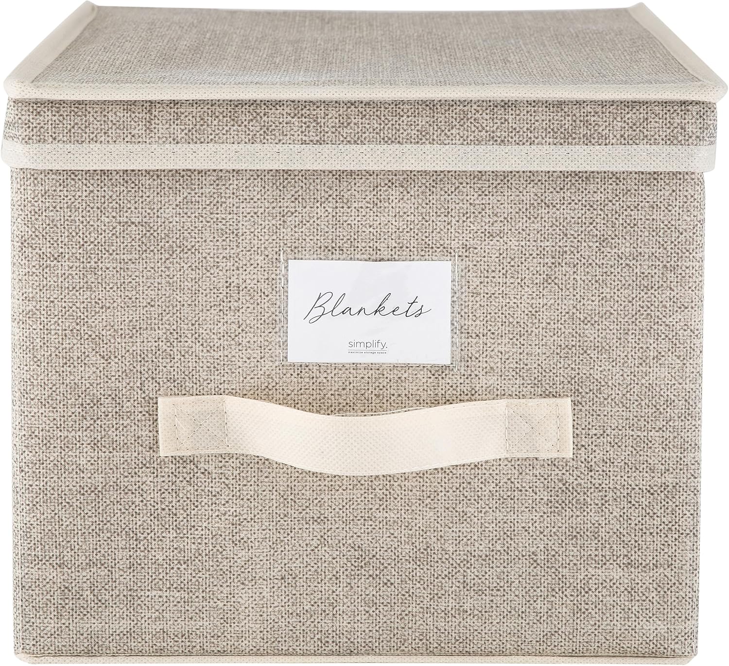 Beige Faux Jute Large Collapsible Storage Box
