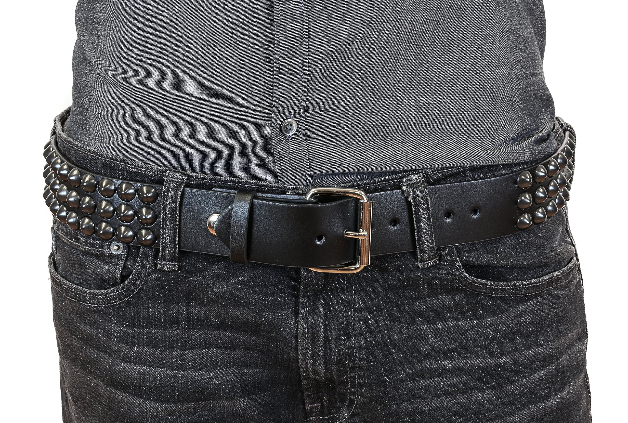 Funk PlusBlack Conical Stud Belt USA Made Genuine Leather Punk Goth Thrash Metal