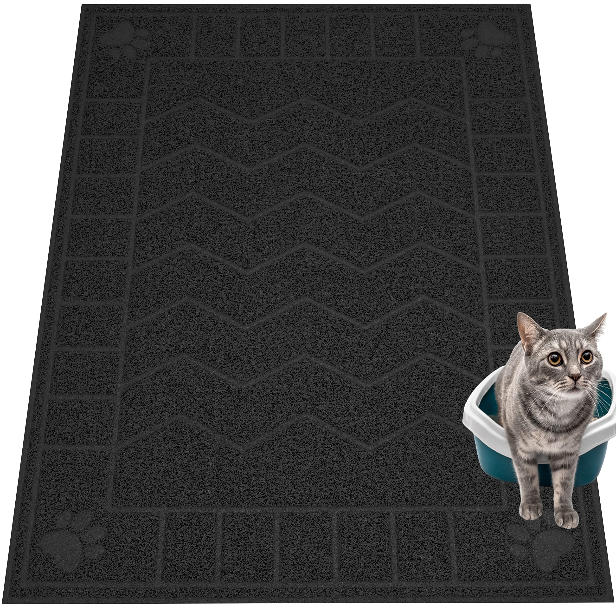 Cat Litter Box Mat, 47" x 35" Large Waterproof Litter Trapping Mat