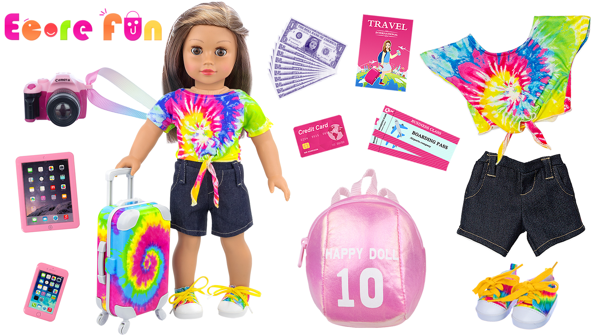 Amazon.com: Ecore Fun 18 inch Girl Doll Suitcase Travel Luggage