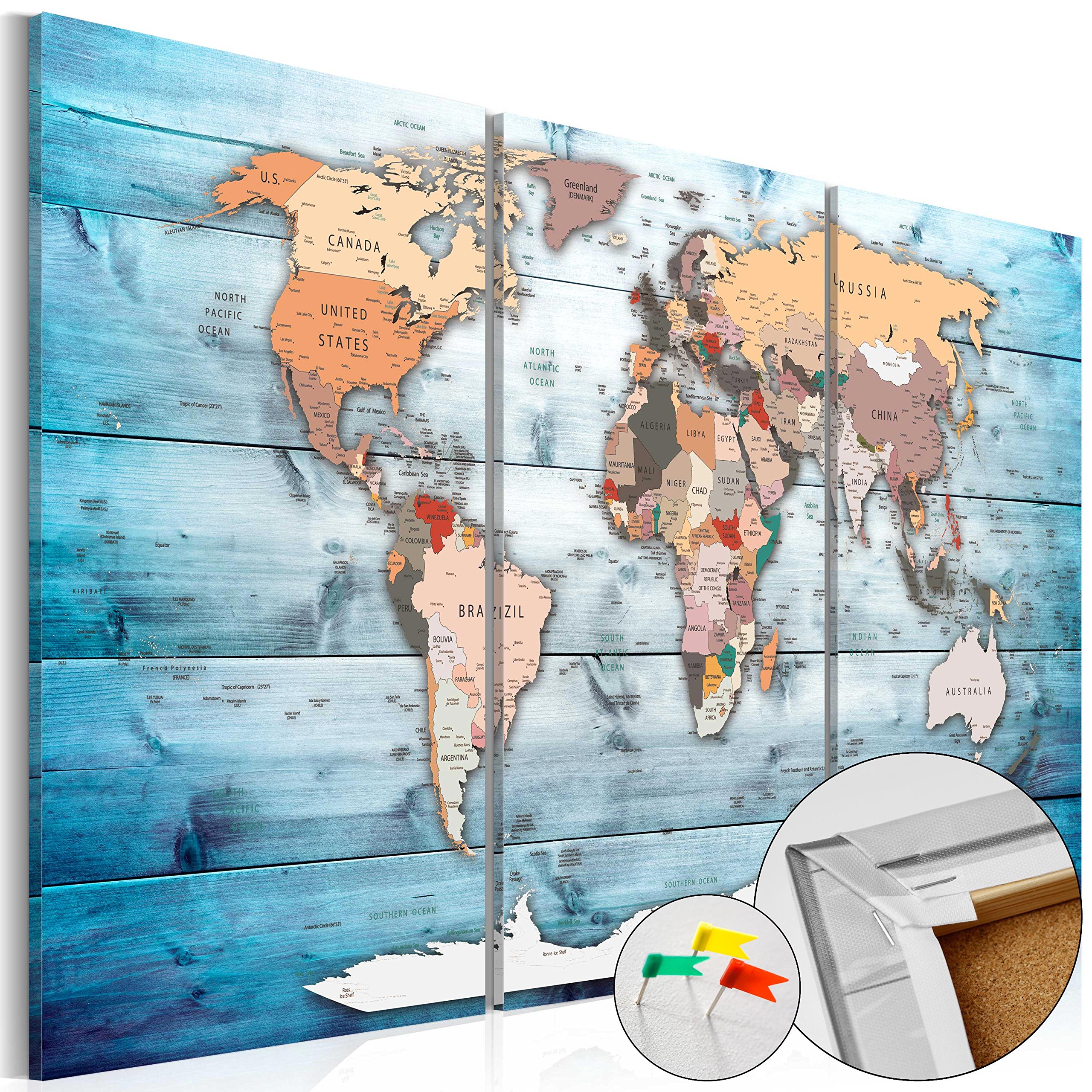Amazon | artgeist ピンボード 世界地図 53 x 35インチ