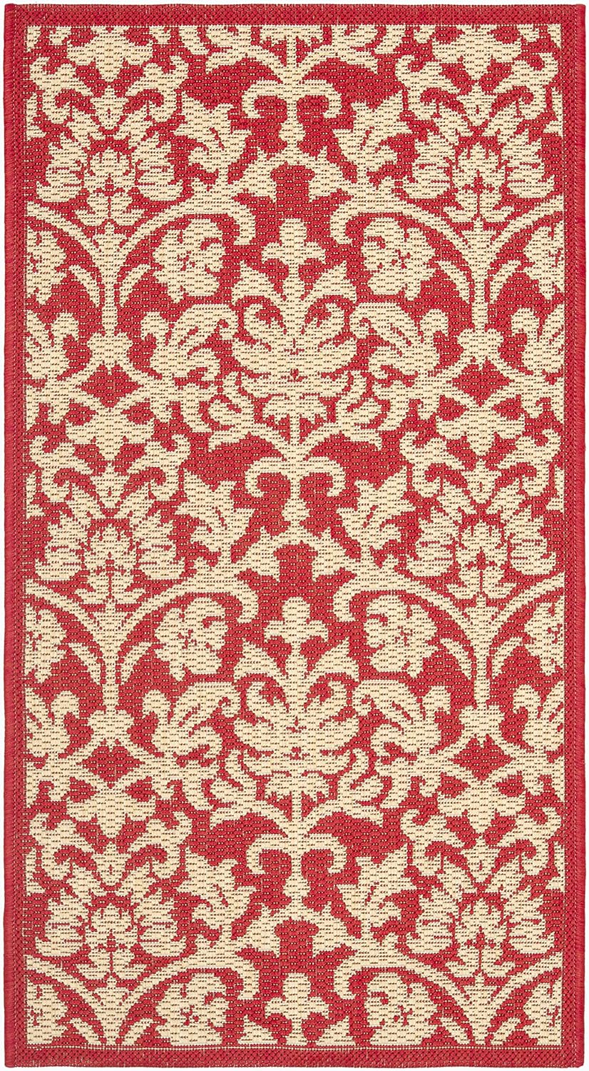 SAFAVIEH Courtyard Collection Accent Rug - 2' x 3'7", Red & Natural, Non-Shedding & Easy Care, Indoor/Outdoor & Washable-Ideal for Patio, Backyard, Mudroom (CY3416-3707)