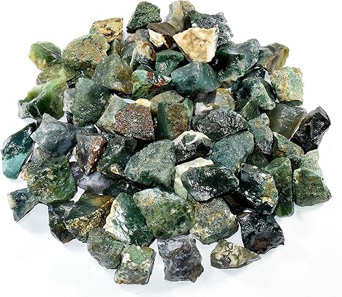 HQRP Cabujones minerales de ágata musgo verde natural Cabujones de piedra preciosa en bruto Cabujones de espécimen de roca de la India (5PCS)