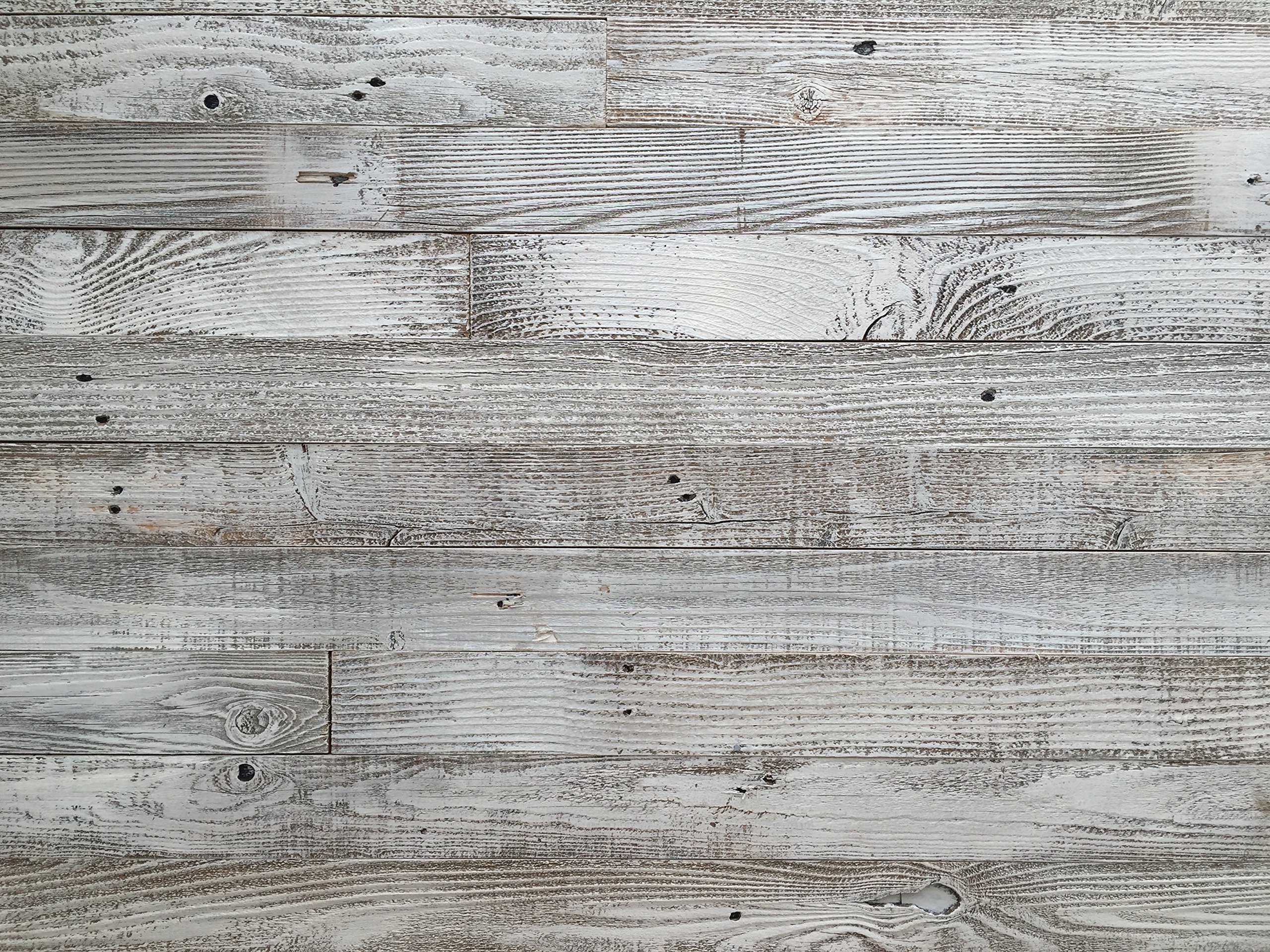 Plank and Mill - Reclaimed Barn Wood Wall Panels - Simple Peel and Stick Planks for Accent Walls, Kitchens, and Other Projects - 20 Square Feet of 3" Wide: Whitewashed Barn Wood
