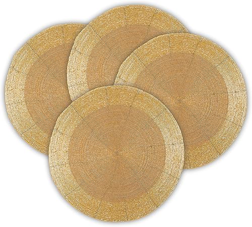 Miniatura 5 de Juego de 4 manteles individuales hechos a mano con cuentas de 13 pulgadas, hermoso y elegante tapete decorativo para mesa de comedor, Pascua,