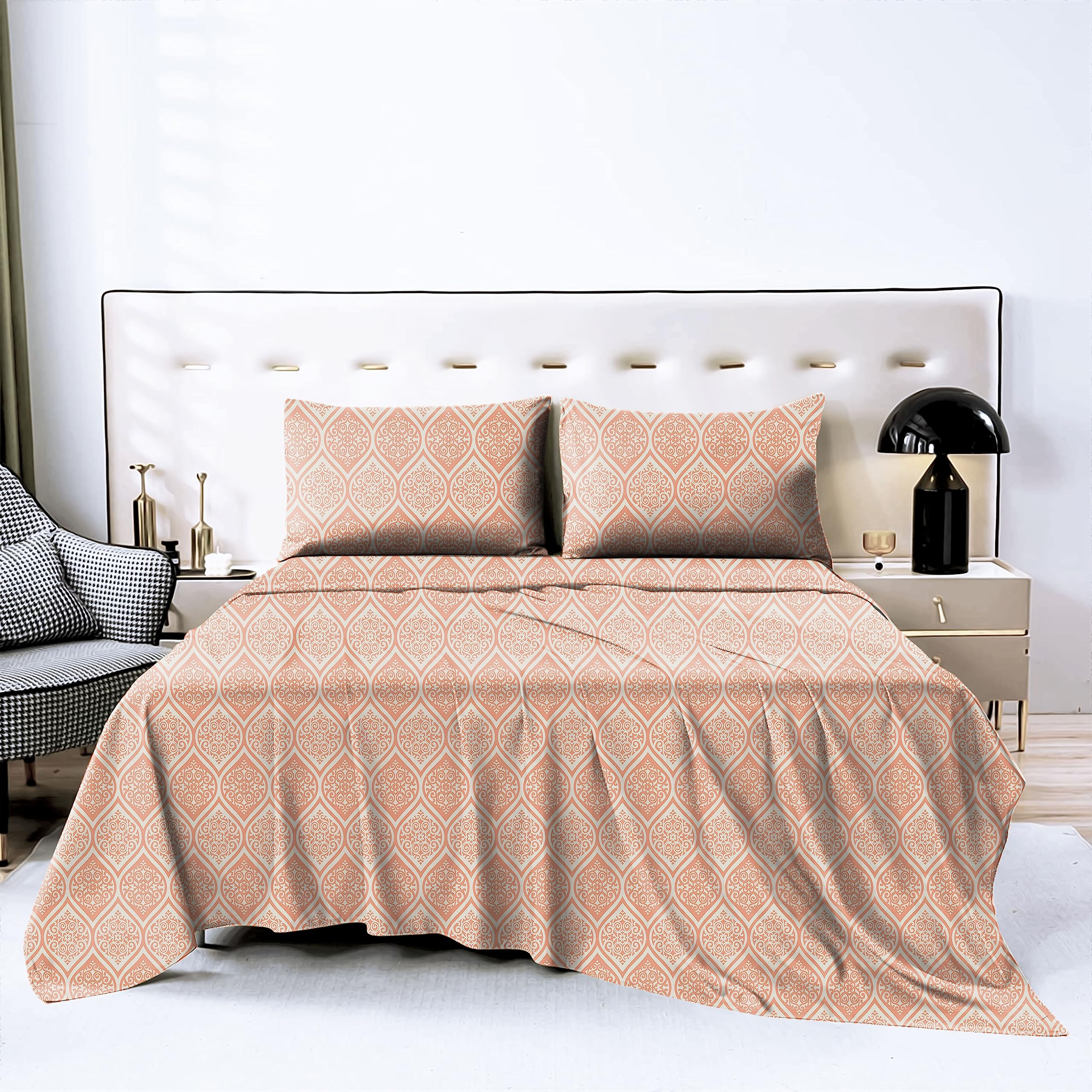Casableu Microfiber Manhattan Premium Bedcover for Double Bed with 2 Pillow Covers King Size (104" X 90") Bedspread Premium Sheeting for Bed |Pale Copper