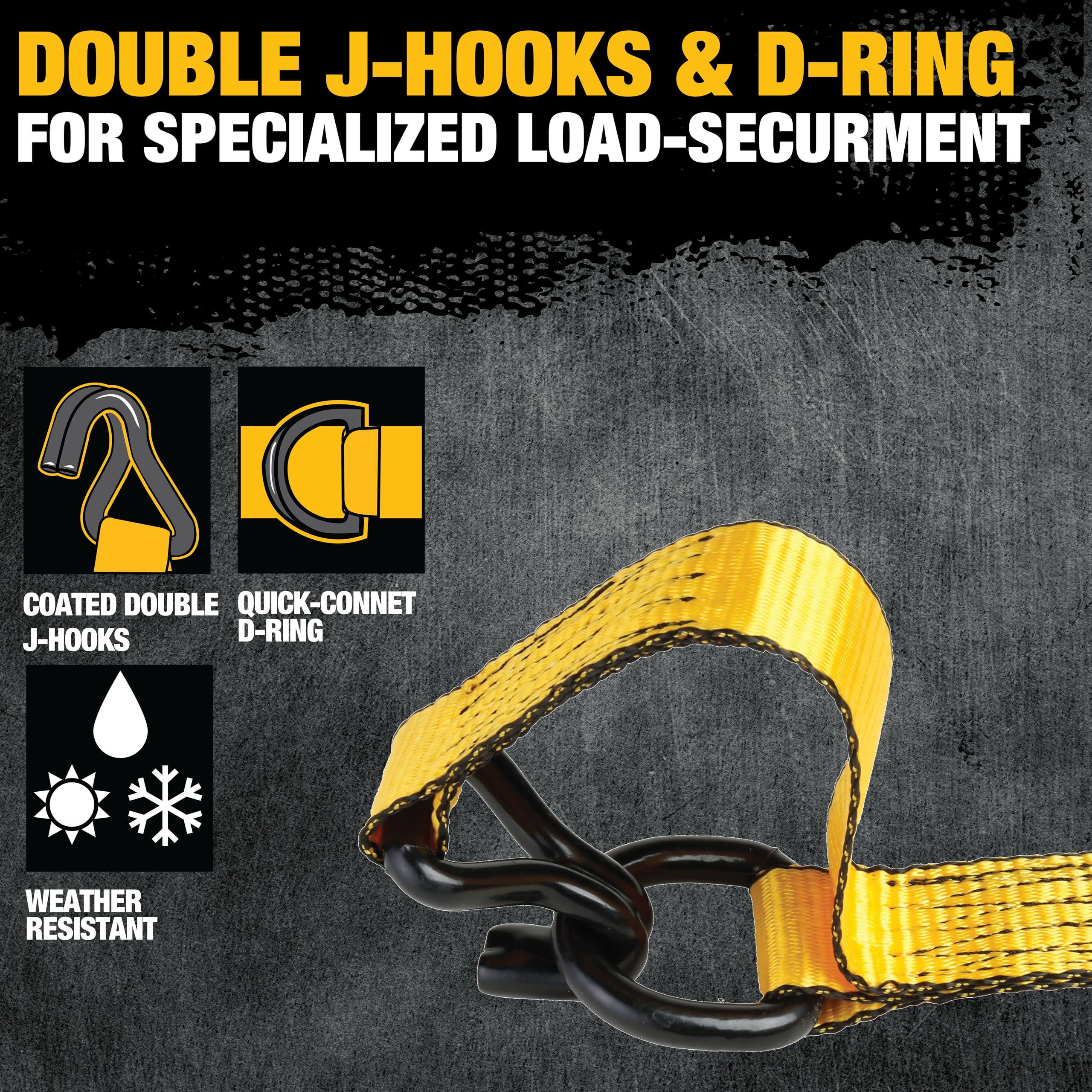 DEWALT DXBC50002 - Cinghie di fissaggio a cricchetto, 3,8 cm x 40,6 m, per carichi pesanti (resistenza alla rottura 2.268 kg), confezione da 2