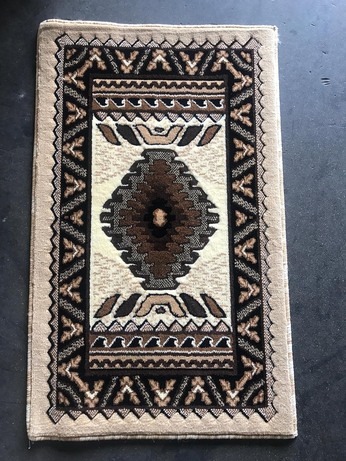 South West Native American Door Mat Indian Area Rug Ivory Design D143 (2 Feet X 3 Feet 4 Inch)