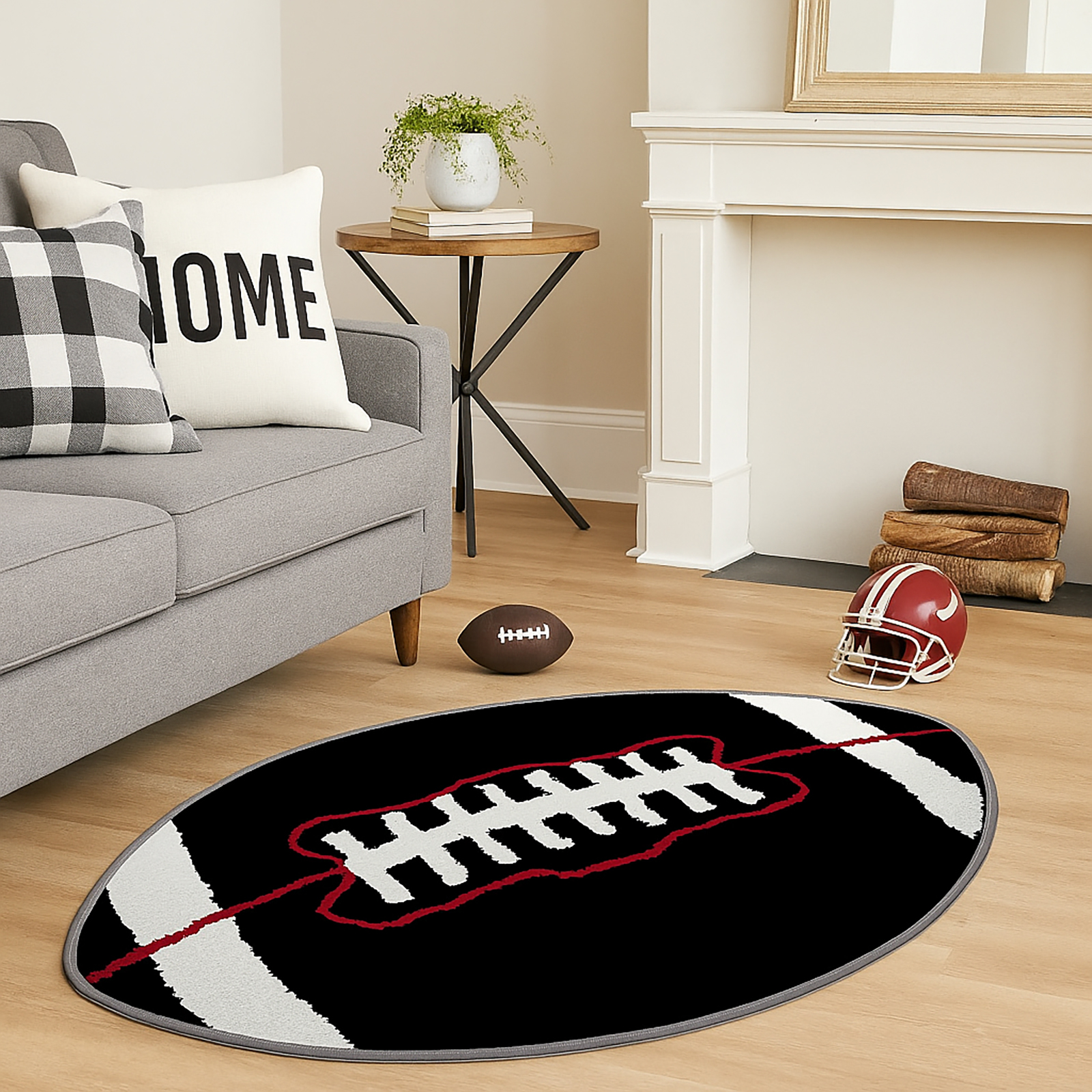 Tapete futbolístico negro 32x20 pulgadas para dormitorio miniatura 7