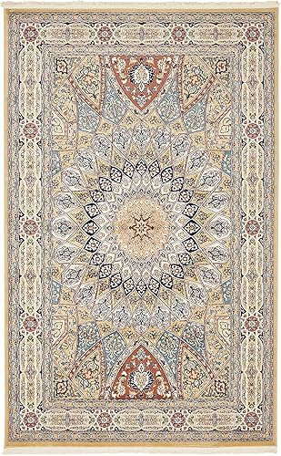 Miniatura 3 de Rugs.com Rabia Collection - Alfombra baja beige de 5 x 8 pies, perfecta para dormitorios, comedores, salas de estar