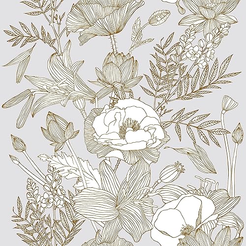 Miniatura 6 de Blooming Wall Papel Tapiz Elegante Moderno de Hojas de Lirio Loto Dorado Despegar y Pegar Autoadhesivo Prepegado Mural de Pared Decoración de Pared