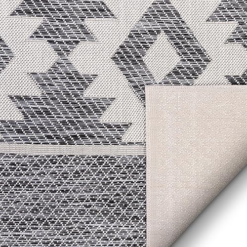 Miniatura 3 de Well Woven Povie - Alfombra gris del suroeste de tejido plano con patrón de medallón de diamante (3 pies 11 pulgadas x 5 pies 3 pulgadas)