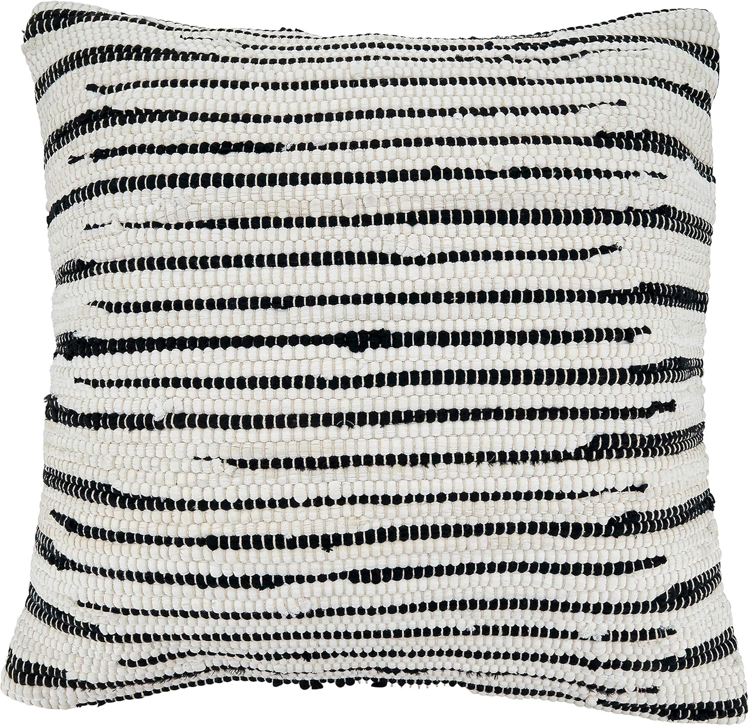 SARO LIFESTYLE Zèbre Collection Zebra Chindi Throw Pillow with Poly Filling, 14"x23", Black & White